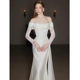 French Style Off-shoulder Light Wedding Dress Lace 2024 New White Skinny Trailing Bride Wedding Welcome Dress