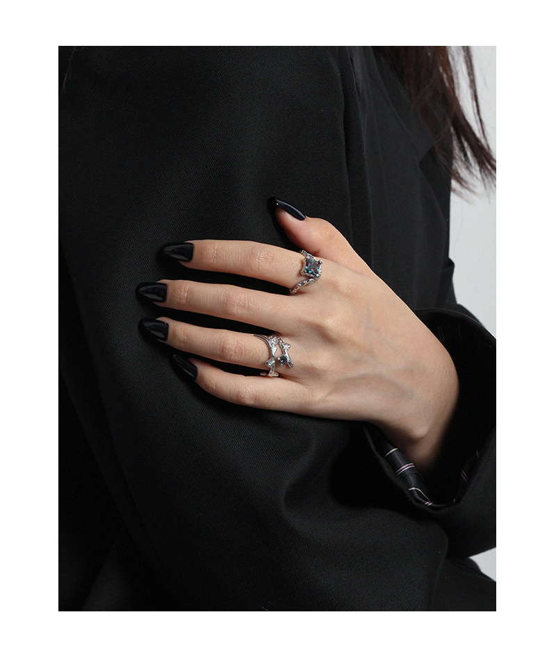 niche design minimalist micro-inlaid zircon texture S925 silver open ring