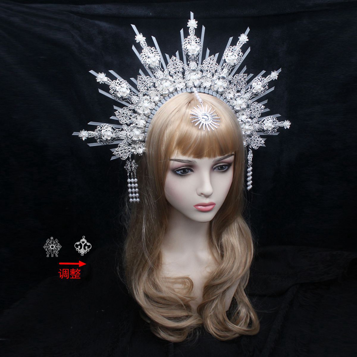 Accesorios de corona de sol hechos a mano de lolita, paquete de material diy, corona de lolita, accesorios de halo de pasarela de cumpleaños de Navidad