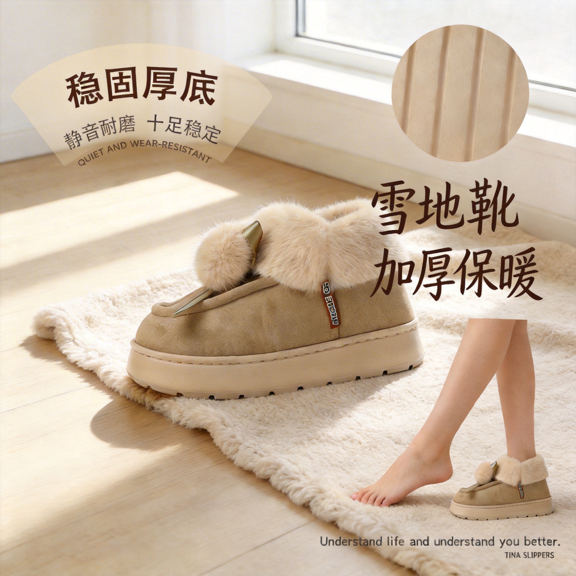굽이 있는 여성용 스노우 부츠, 2025년 겨울 신상 짧은 부츠, 슬립온, 다용도, 두꺼운 겨울용 따뜻한 면화 신발
