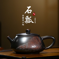 Manufacturer supplies creative purple clay pots, Nixing pottery, stone ladle pots, hand-engraved household tea sets, one-piece drop shipping