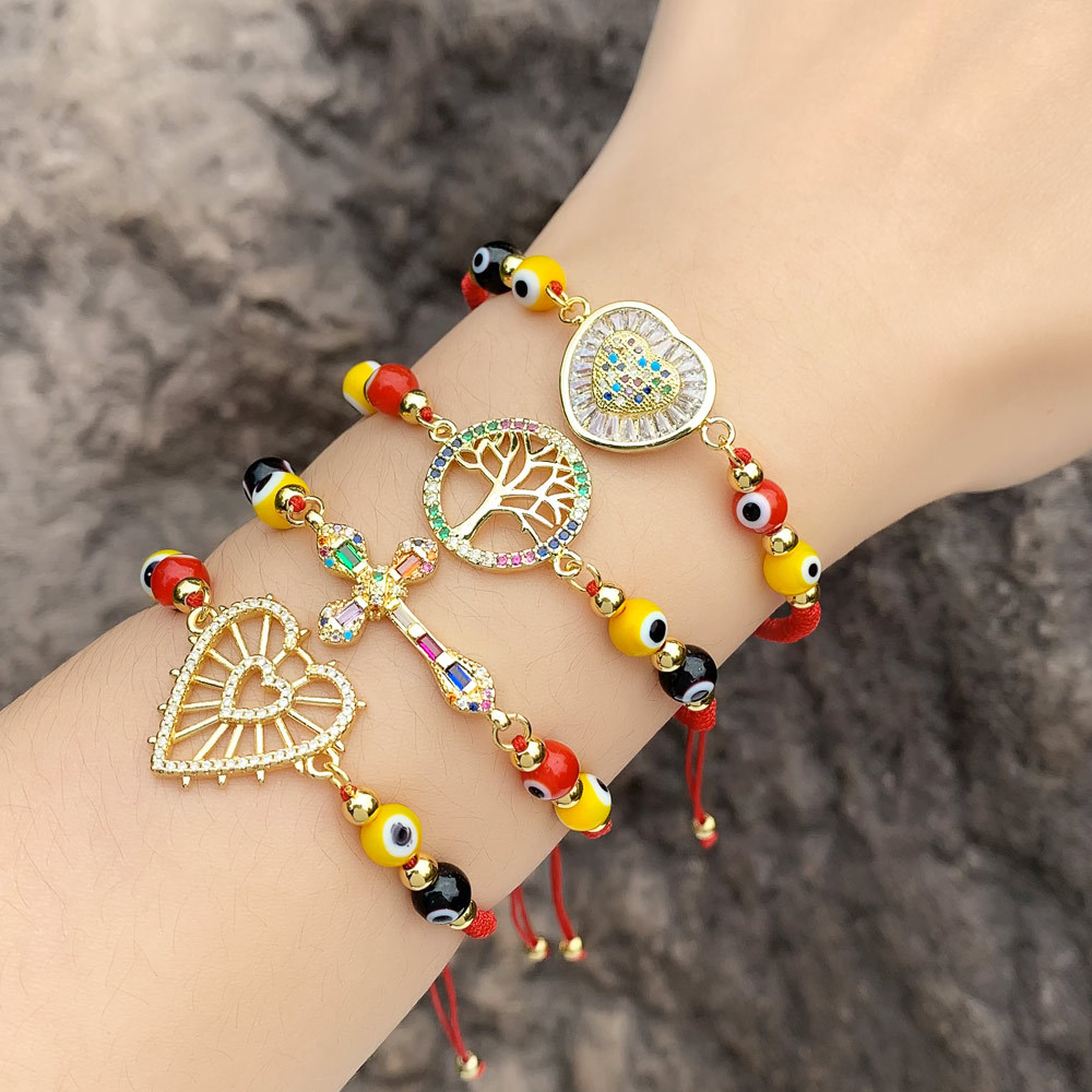 Fashion Eye Copper Braid Zircon Bracelets 1 Piece