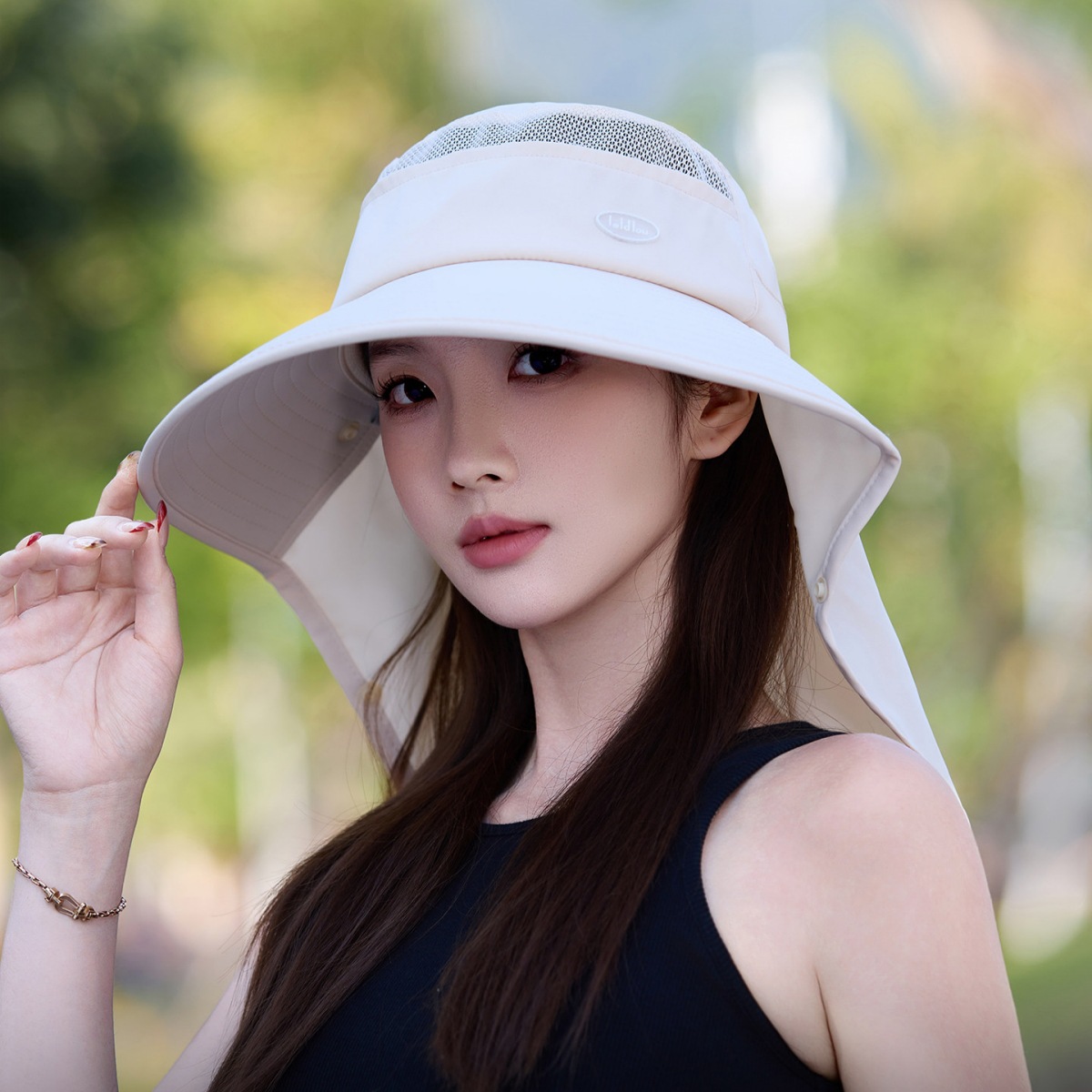 UV Protection Summer Sunshade Face Mask Neck Protection Integrated Foldable Bucket Hat_voghion.com