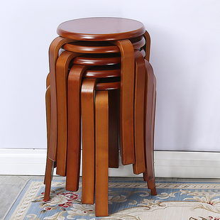 Simple High Stool Solid Wood Small Round Stool Household Fashionable Creative Wood Dining Table Stool Chair Soft Sitting Surface
