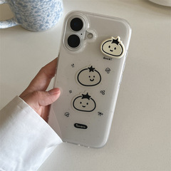 ミルク白色立体かわいいトマトはiPhone16リンゴ15promax携帯ケース14新モデル13女に適用されている