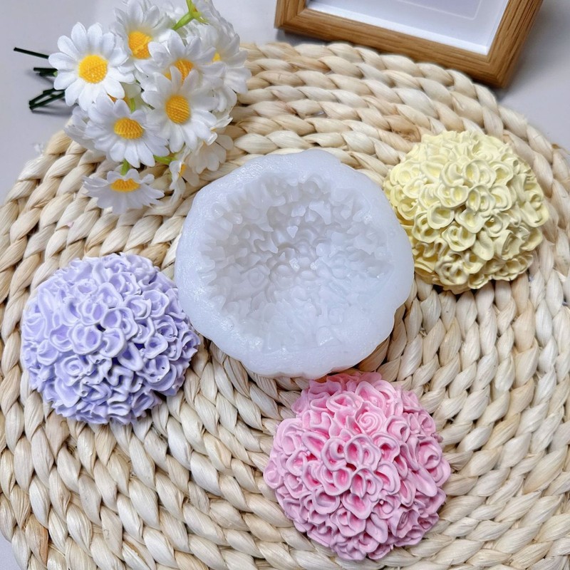 万寿菊花朵硅胶模具玫瑰花球菊花香薰蜡烛石膏摆件模翻糖巧克力模|undefined