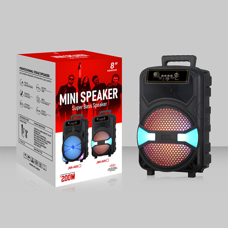 Source Manufacturer Seeks Agents Jbr-A09 Outdoor Party 8inch Bluetooth Speaker Portable Audio Device for Cross-Border Trade