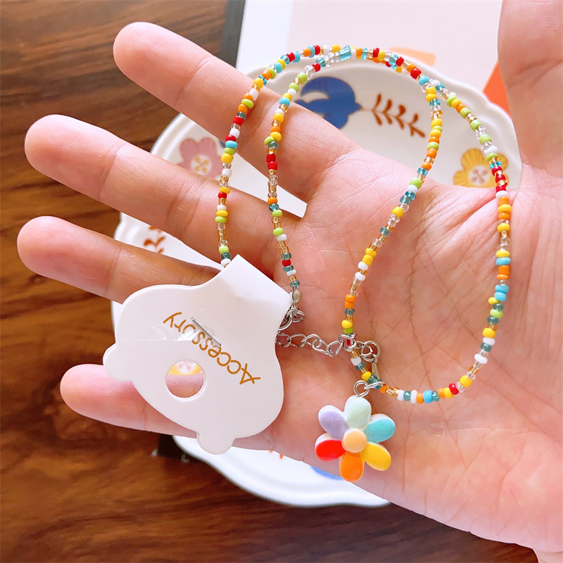 Kid'S Gender Cute Heart Shaped Butterfly Resin Beaded Pendant Necklace