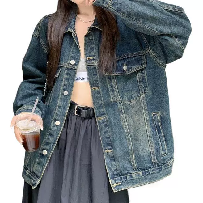 Ретро джинсовая куртка, американский стиль, свободный крой, oversize, ностальгия