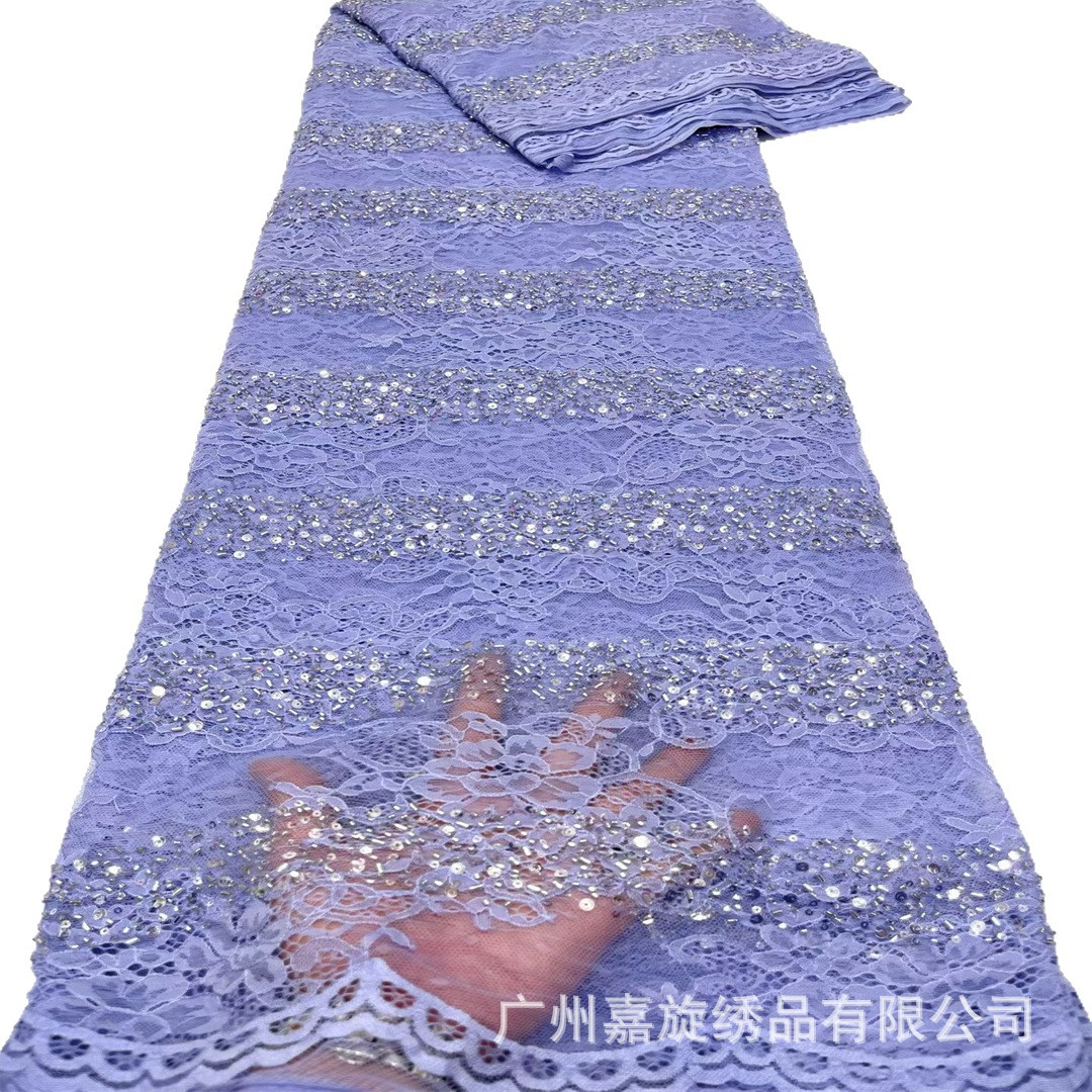 Tela africana de encaje con cuentas y bordados para vestidos y trajes de novia.