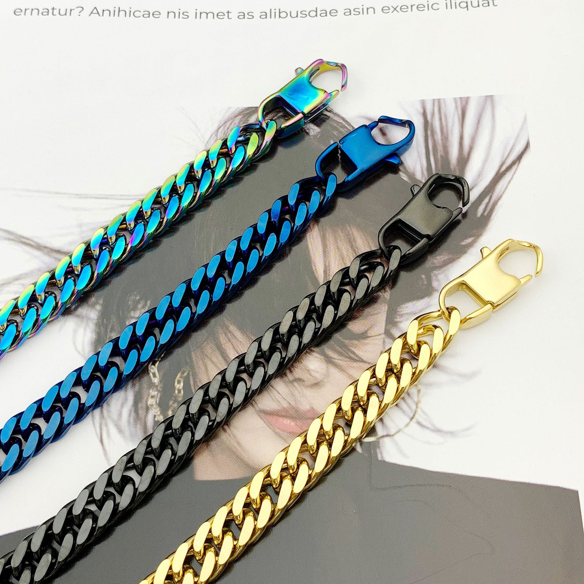 40g Weight Bracelets Classification Titanium Steel Chain Material Cuban Link Chain Curb Chain Chain Type 1 Piece Quantity Daily Occasion Titanium Steel Material Geometric Pattern All Seasons Season Men's Gender Hip-Hop Style Hip-Hop Geometric Titanium Steel Men's Bracelets Men's Chain Bracelets 6