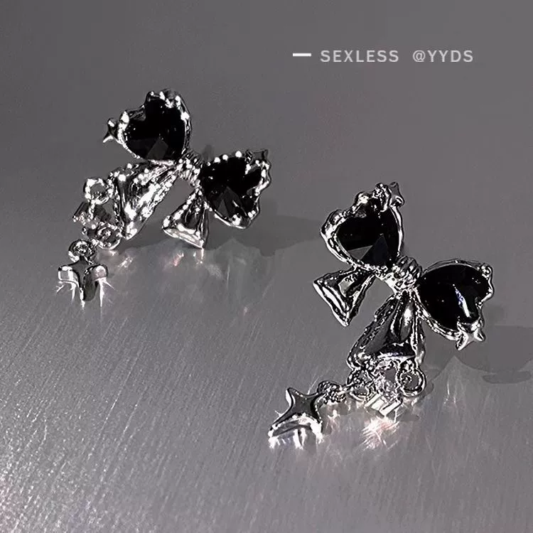 Bow Zircon Stud Earrings, Alloy, Gold/Silver, Compact 4×3×2 cm, Giftable