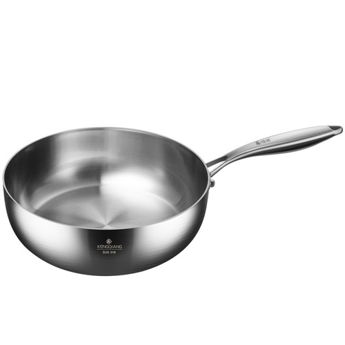 Sonorous stainless steel wok 316 stainless steel flat bottom frying pan deepened uncoated small wok induction cooker wok