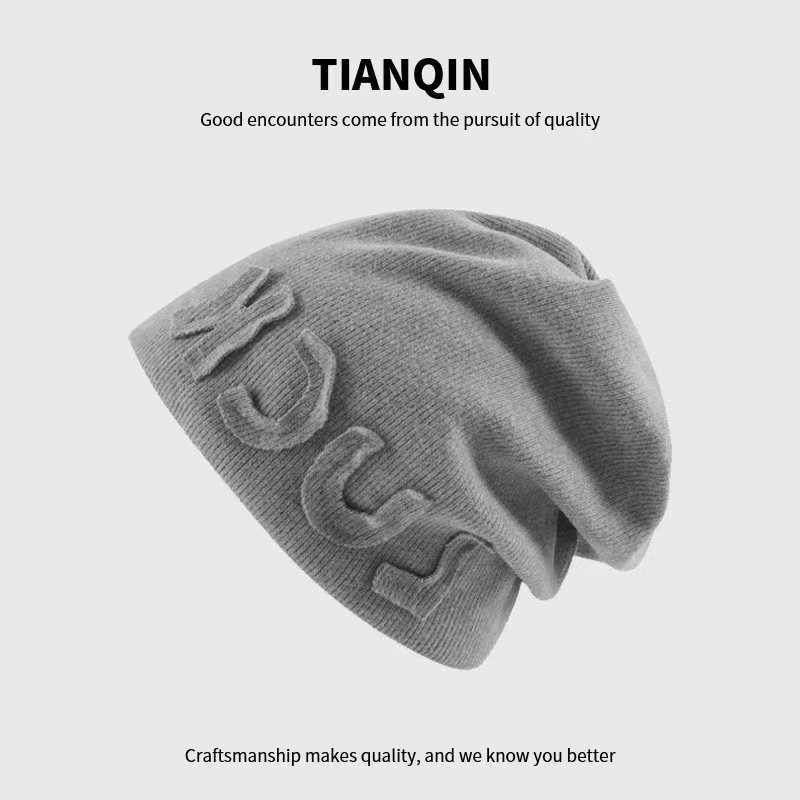 Pile Hat Men's Woolen Knitted Hat Winter Hat Warm Autumn and Winter Women's Woolen Hat Knitted Cold Hat Winter Baotou Hat