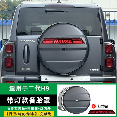 H9 spare tire cover, stainless: Spare wheel cover - second-generation-h9-silver-steel-ring-spare-tire-cover-slate-gray-light-trim-plug-and-play