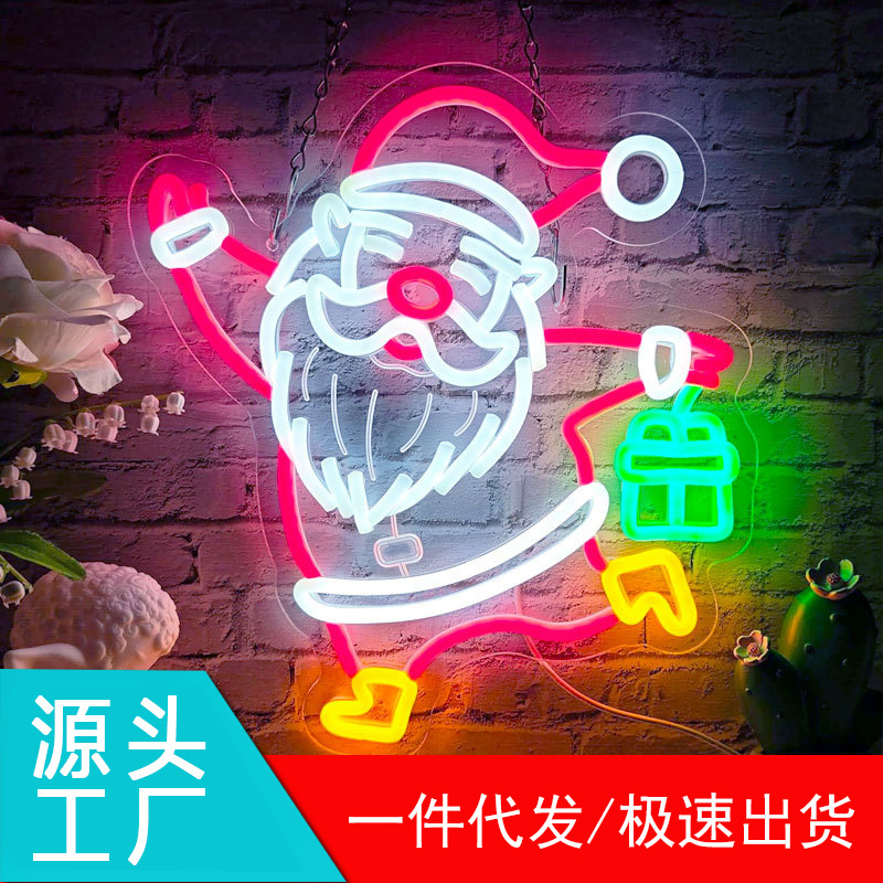 Santa Claus Neon Sign – Dimmable, USB Powered LED Neon Lights, Christmas Decoration