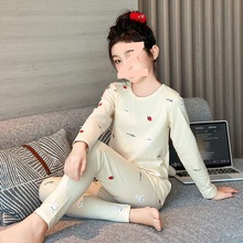 女童秋衣秋裤纯棉莱卡春秋薄款中大童修身打底线衣裤儿童内衣套装