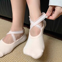 五指瑜伽袜夏季跳操专用防滑普拉提袜子花边女士地板袜运动健身袜