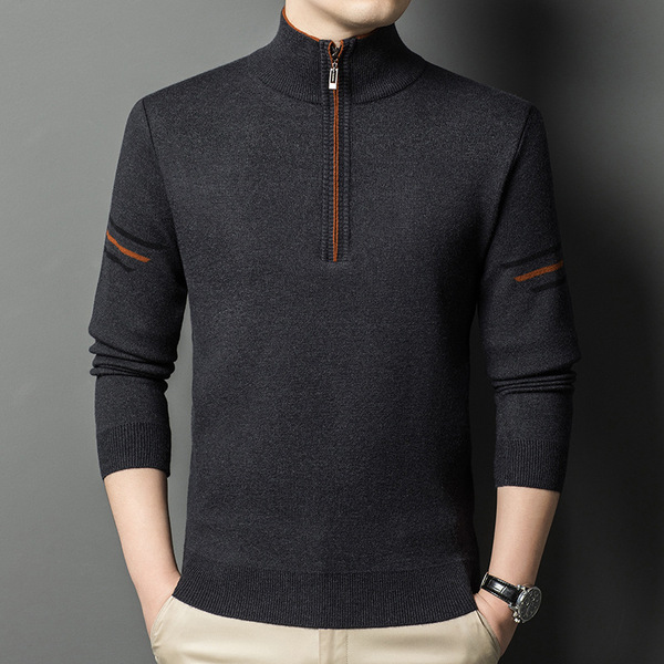 Elite winter woolen base body-friendly cashmere sweater with zipper