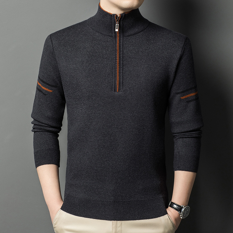 Elite winter woolen base body-friendly cashmere sweater with zipper