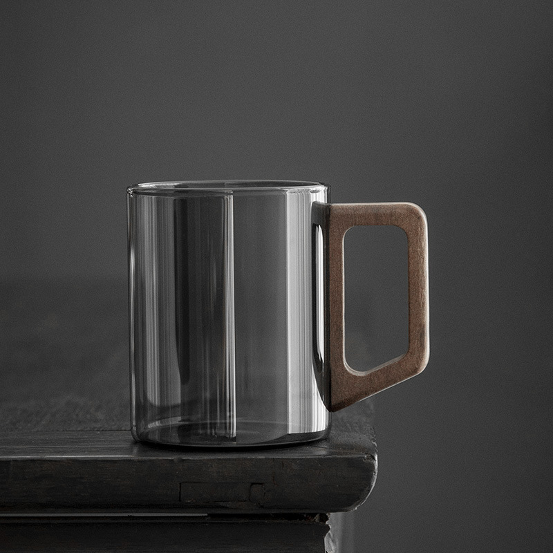 Wooden Handle High Borosilicate Tea Cup Office Men's and Women's Green Tea Glass Cup with Filter Liner Glass Green Tea Cup