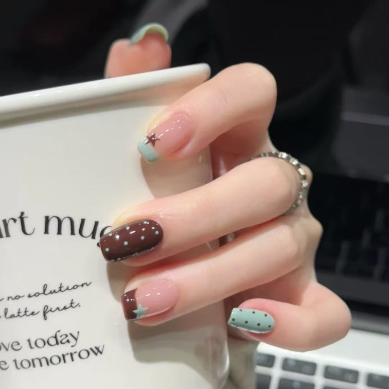 2026 New Style Mint Polka Dot Pre-Made Short Press-On Nails, Versatile Nail Stickers, Wholesale Source 2026 New Style Mint Polka Dot Pre-Made Short Press-On Nails, Versatile Nail Stickers, Wholesale Source