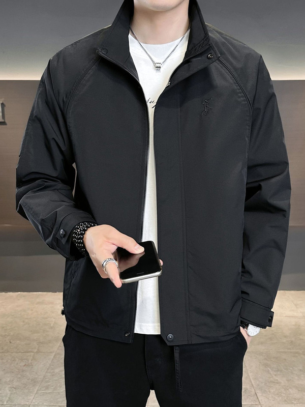 2025春秋潮流简约男士休闲宽松痞帅外套夹克百搭立领设计感拉链款|undefined