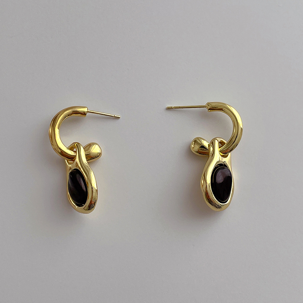 Fashion Oval Copper Plating Inlay Acrylic Drop Earrings 1 Pair