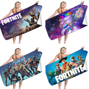 Manufacturer Wholesale Virtual World Minecraft Fortress Night Children's Beach Towel Bath Towel Children's Towel