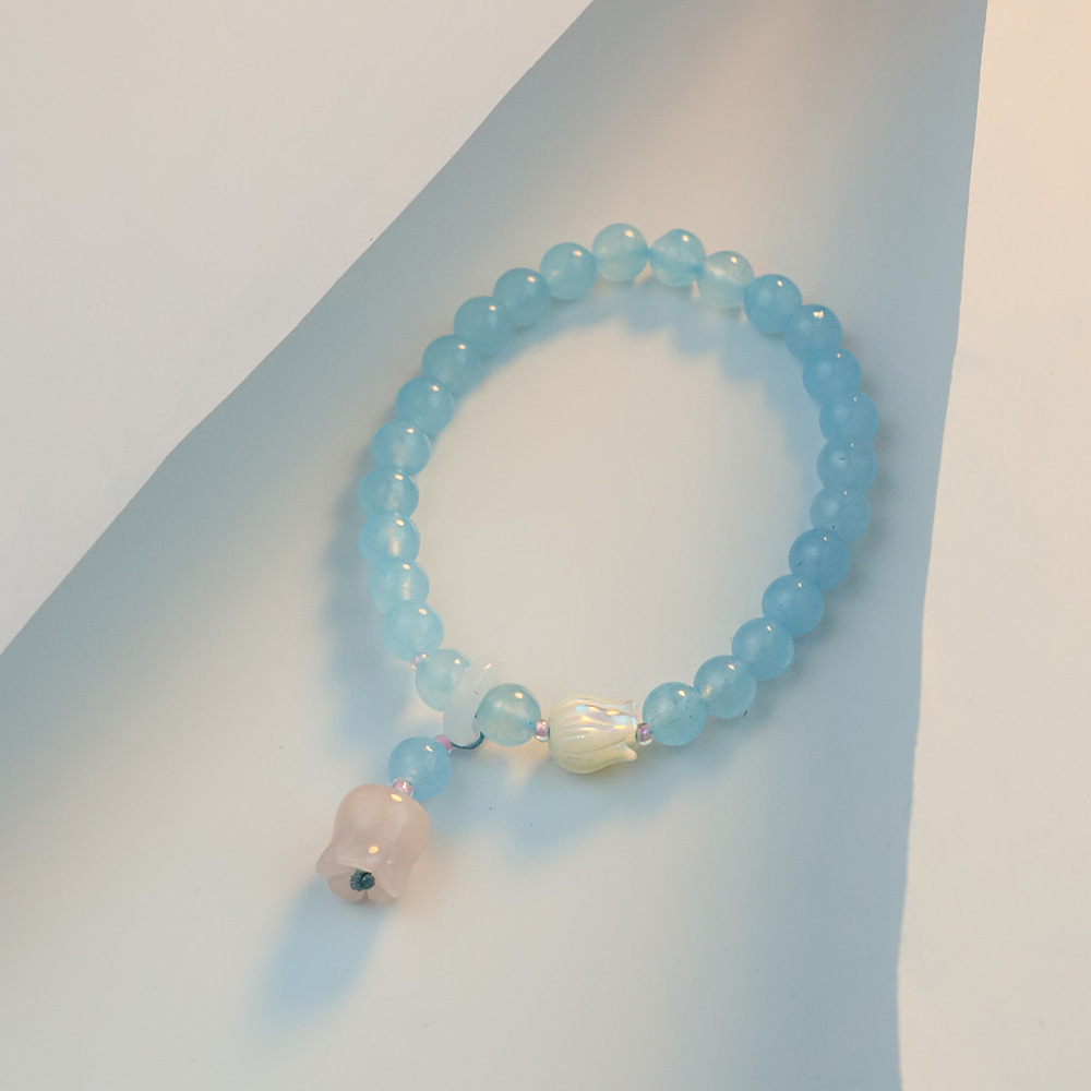 Templo con flores de tulipán de alta calidad, pulseras de nicho de diseño, pulseras de cristal al por mayor.