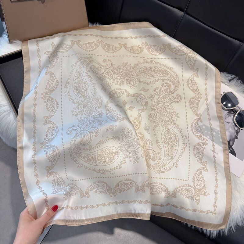 European and American style scarf square silk 70cm vintage cashew nut printed art hair band suit with decorative scarf