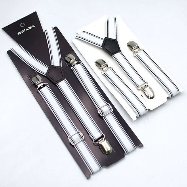 Детские Y-образные подтяжки с 3 зажимами, регулируемые подтяжки в белую полоску, детская одежда, аксессуары для одежды, эластичная резинка 2 см