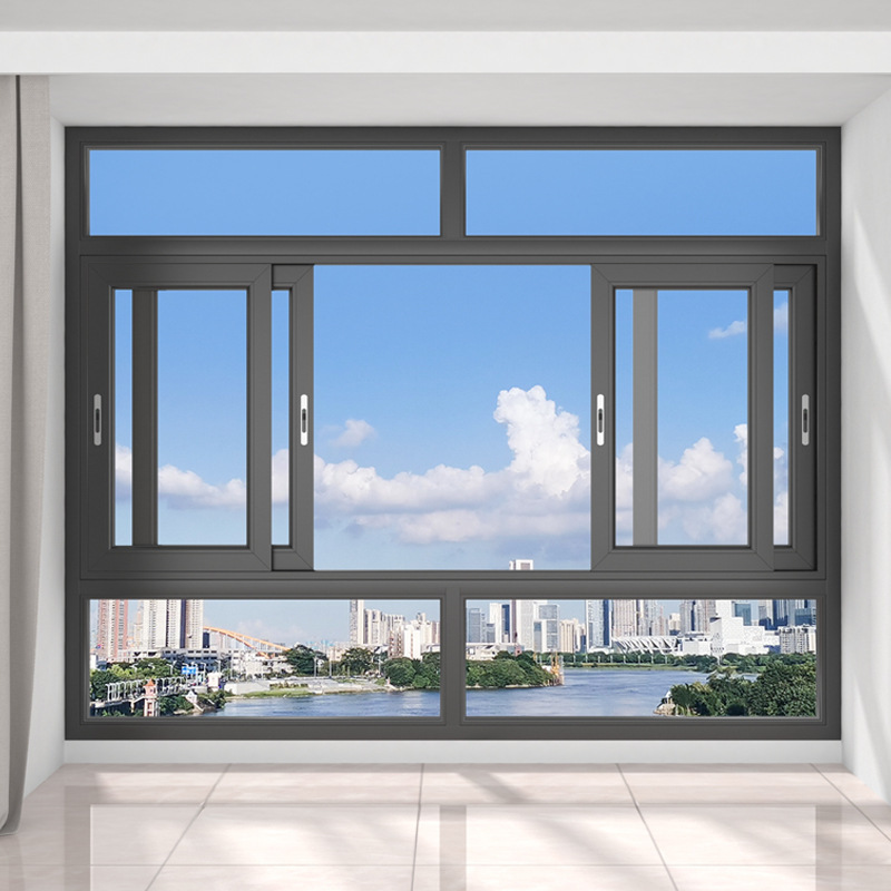 Aluminum Alloy Sliding Window with Screen Sliding Double-Glazed Window Gray Sealed Balcony Soundproofing Broken Bridge Glass Sliding Window Aluminum Alloy Sliding Window with Screen Sliding Double-Glazed Window Gray Sealed Balcony Soundproofing Broken Bridge Glass Sliding Window