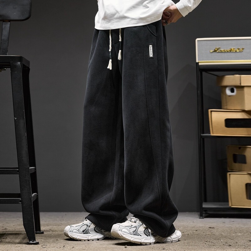 American-Style Curved Hem Sweatpants for Men, Autumn and Winter Cleanfit Straight-Leg Pants, Winter Fleece-Lined Heavyweight Men's Sports Pants American-Style Curved Hem Sweatpants for Men, Autumn and Winter Cleanfit Straight-Leg Pants, Winter Fleece-Lined Heavyweight Men's Sports Pants