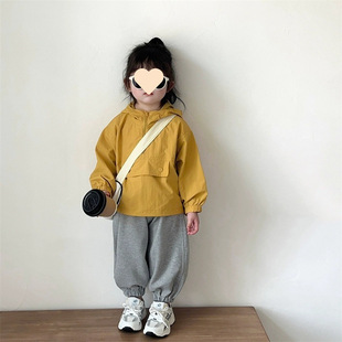 [4895 People] Children's Style Windproof Jacket 2025 Baby Korean Style Hooded Pullover for Boys and Girls in Spring and Autum