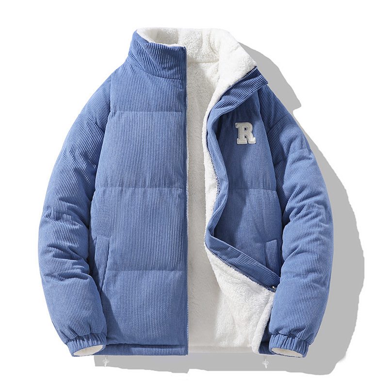 Winter Down Cotton-padded Jacket for Men Couple Double-sided Wear Casual Sports Thickened Collar Cotton-padded Jacket
