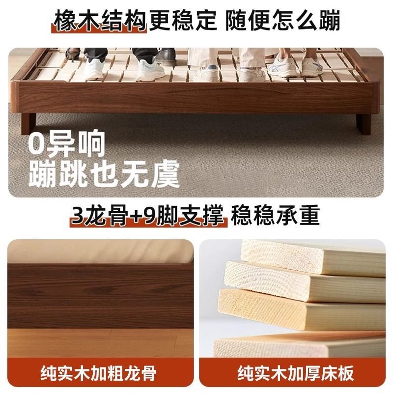 Cama de madera maciza cama doble 1.8x2m para el hogar 1.5m para la habitación de alquiler moderna simple 1.2m marco de cama individual