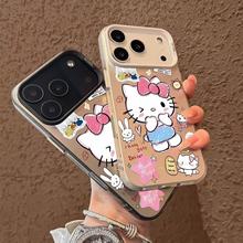 跨境涂鸦蝴蝶结猫咪IMD适用16pro苹果16ProMax手机壳iPhone14新款