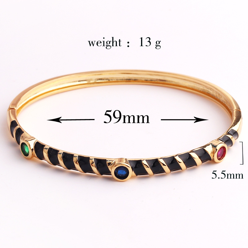 Sweet Geometric Copper Enamel Zircon Bracelets 1 Piece