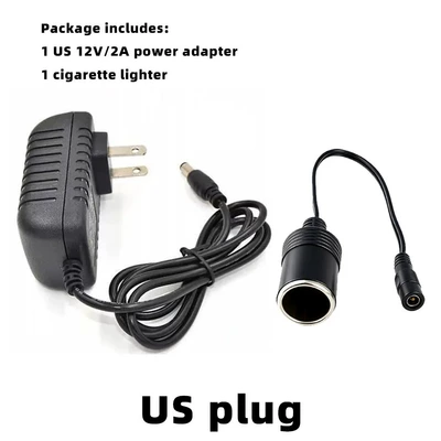 AC 100/220V to DC12V/2A Siqaret yandırıcısı - black-us-plug