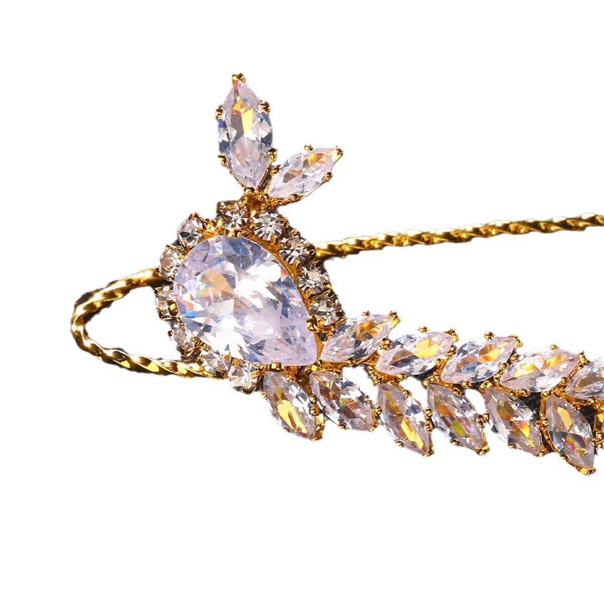 Cross-border personalizado diamante circón pulsera abierta de lujo hoja de nuevo cadena de la pulsera de las mujeres pulsera