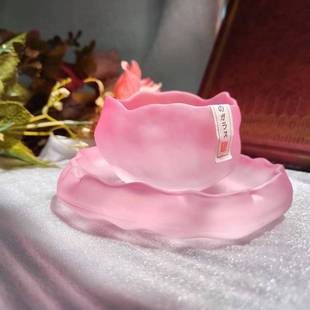 Japanese style early snow gradient pink cover bowl fair Cup Lady tea set hostess tea cup tea cup tea cup handmade glass