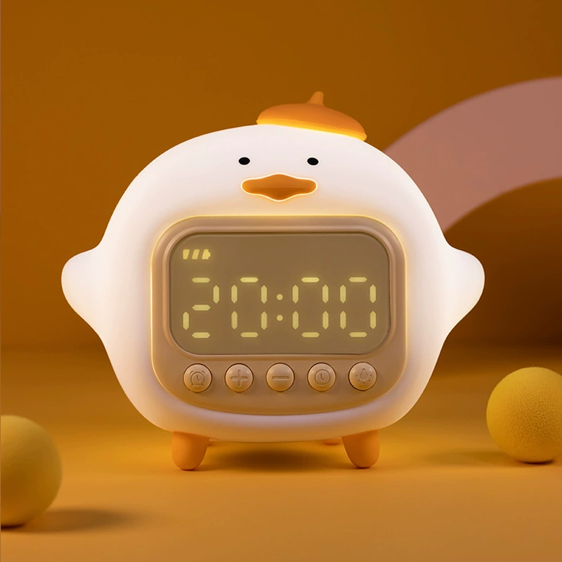 Будильник Hug Duck для детей, будильник для сна, сканирование времени, телефонный код, часы, затемнение, время сна, ночник