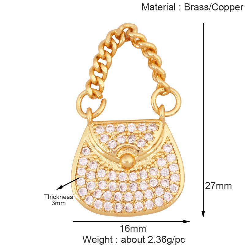 2g Weight Pendant Jewelry Making Type 15 * 20mm Jewelry Making Size DIY Jewelry Accessories Classification 1 Piece Quantity Copper Material Bag, Boots, Shoe Pattern All Seasons Season Polished Finish Plating Design Elegant, Sweet, Classic Style Style 1 Piece 15 * 20mm Copper Bag Boots Shoe Polished Pendant DIY Jewelry Accessories 8