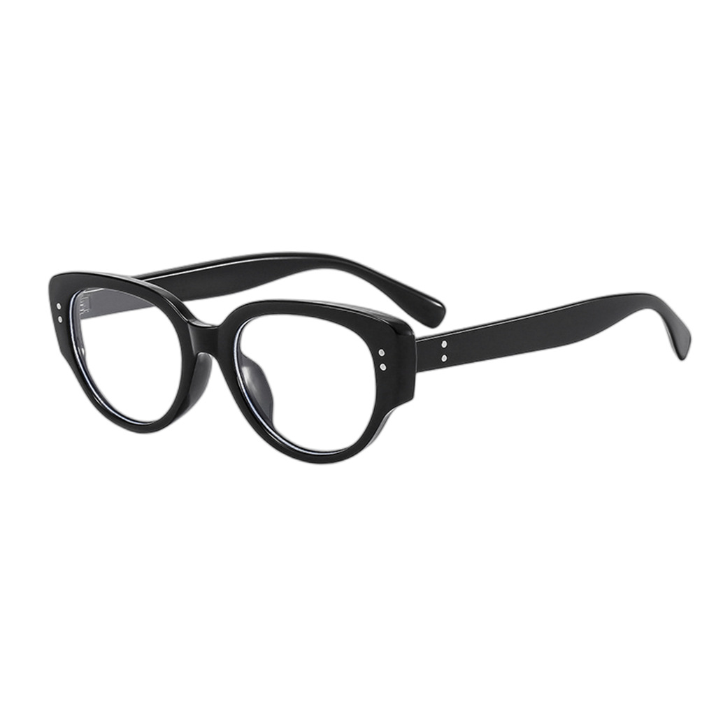 Marco negro retro borde grueso cara lisa artefacto gafas marco ojo de gato cara redonda cuadrada que adelgaza las gafas de miopía de las mujeres