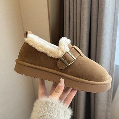 厚底加绒豆豆懒人鞋女雪地靴2025新款冬季女鞋子一脚蹬保暖大棉鞋