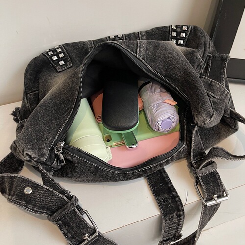 American retro niche crossbody bag canvas denim bag women dumpling bag fashionable all-matching shoulder bag commuting shoulder bag