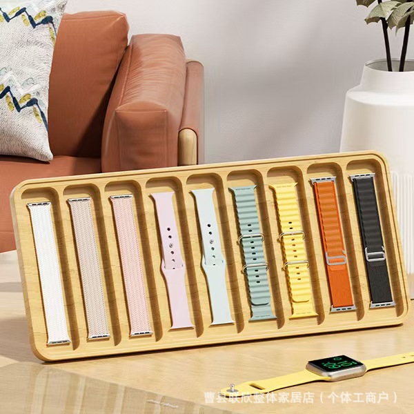 Wooden Watch Strap Compartment Storage Box Transparent Display Box Jewelry Watch Tray Home Drawer Solid Wood Organizing Box