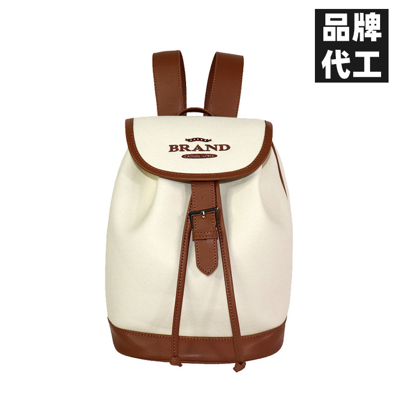Women's Backpack Custom Canvas and Leather Drawstring Drawstring Bucket Backpack Flip Korean Fashion Travel School Bag Women's Backpack Custom Canvas and Leather Drawstring Drawstring Bucket Backpack Flip Korean Fashion Travel School Bag