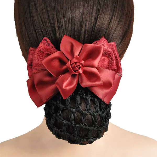 Professional hairnet with lace roses, nurse hairnet, flight attendant hair accessory, hotel, bank, mobile, and telecommunications headwear